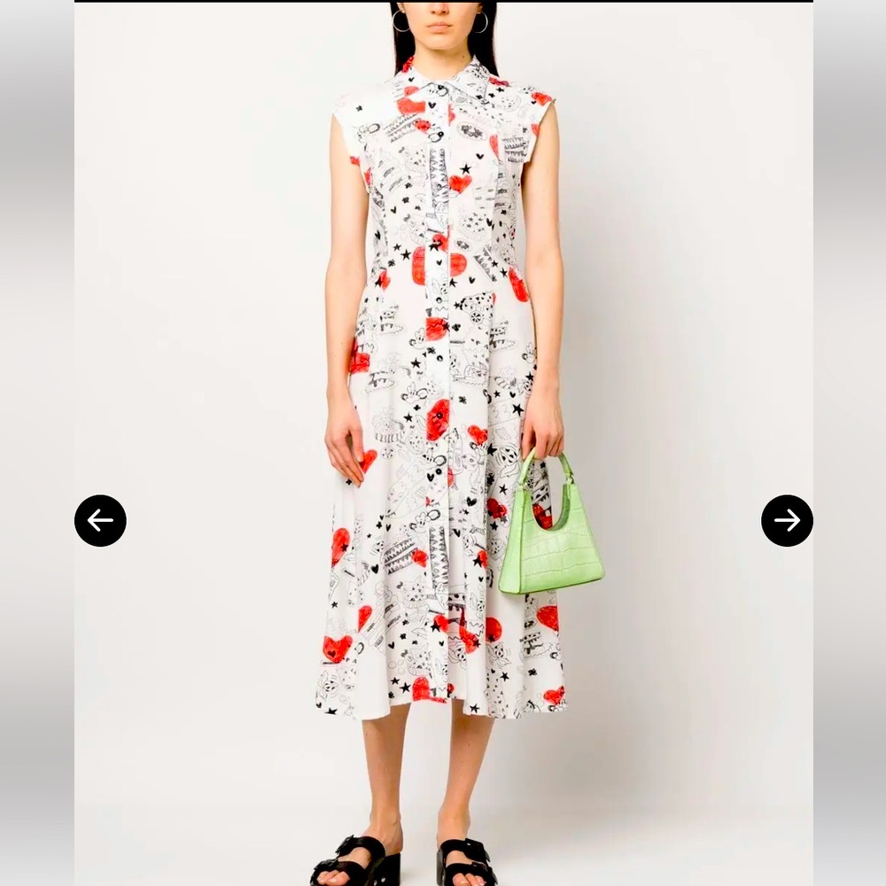 Bimba Y Lola Nickname Heart Graffiti Graphic White Red Black Print Midi Dress
